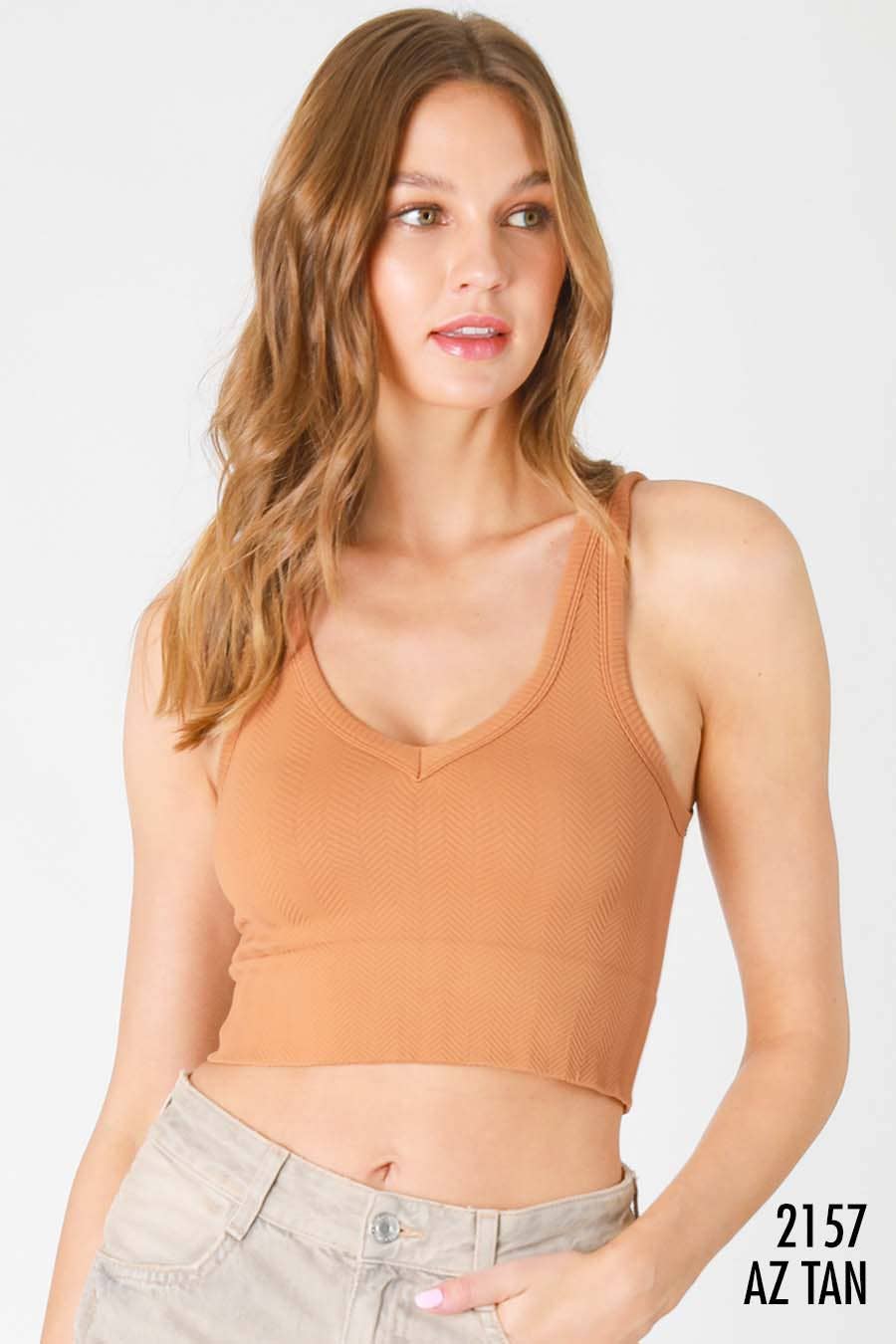 Lilac Gray Herringbone Crop Top