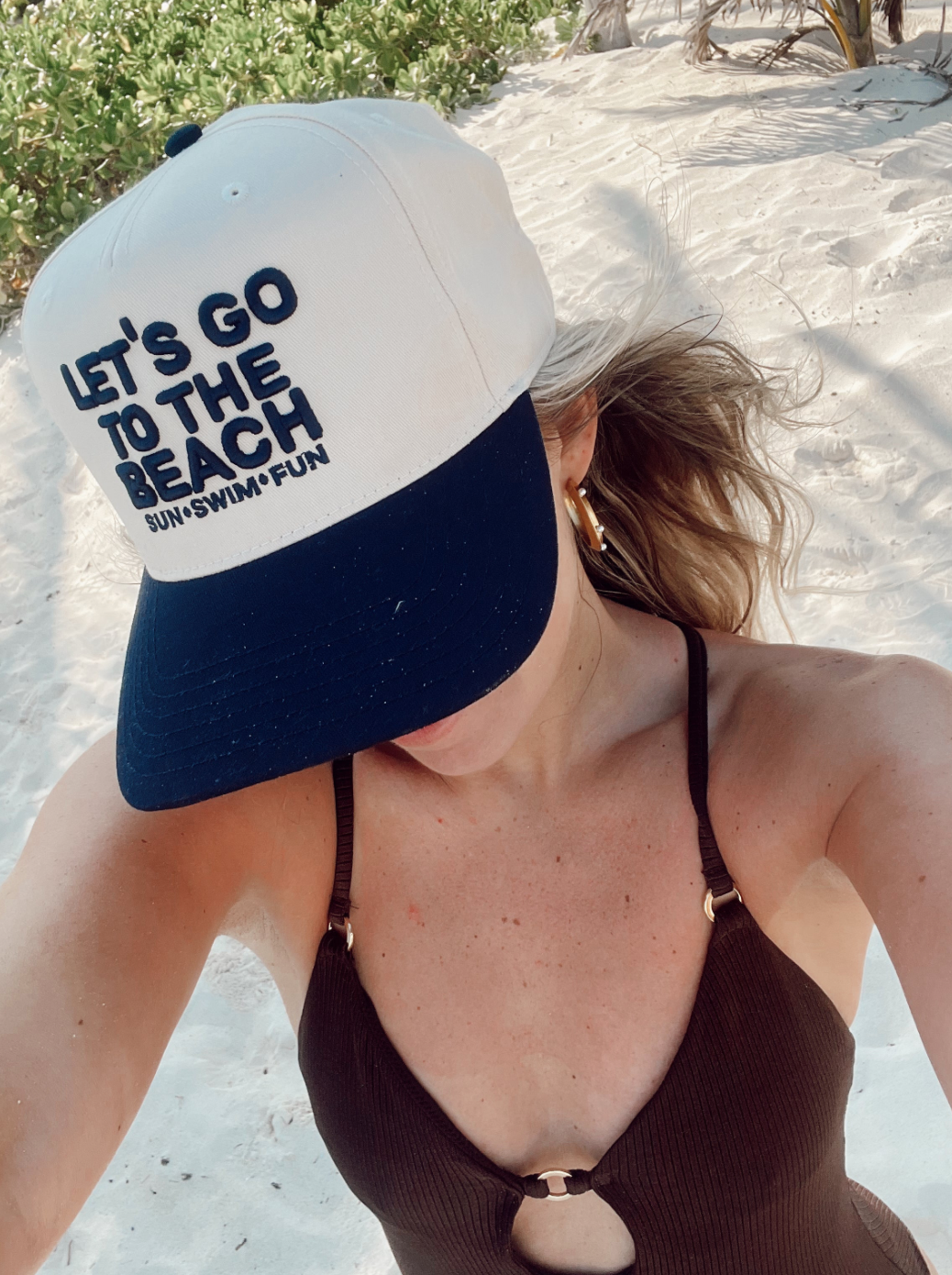 Let's Go To The Beach - Navy Vintage Trucker Hat