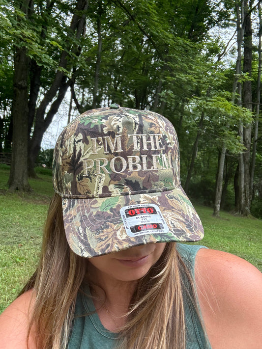 Im The Problem Embroidered Camo Trucker Hat