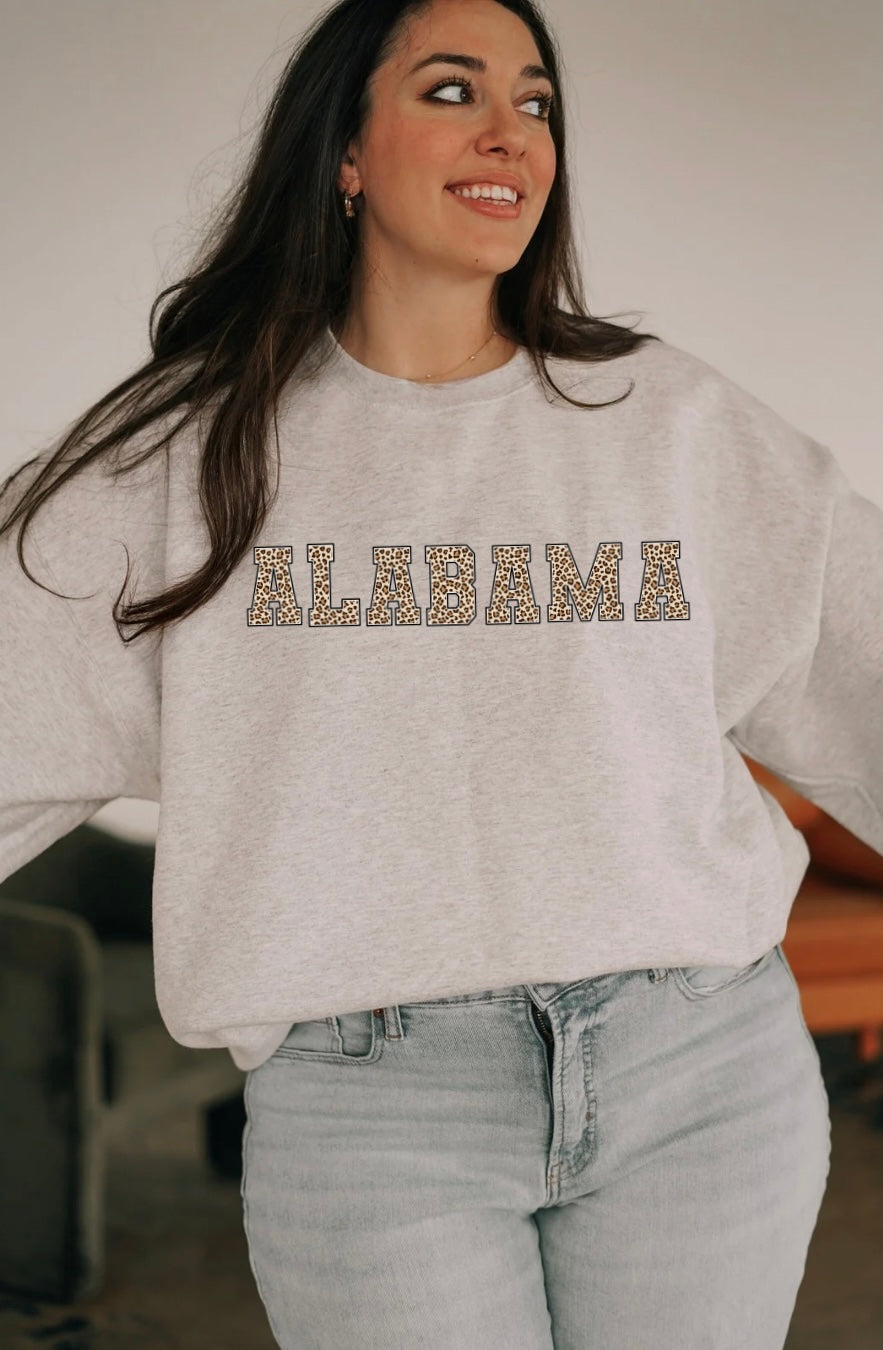 State Leopard Print (A-M) Crewneck Sweatshirt