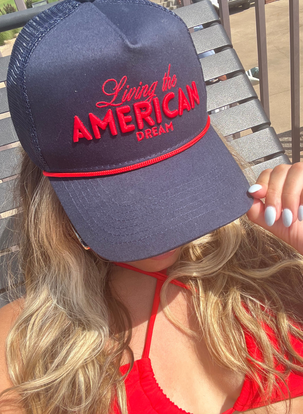 Living The American Dream - Navy Trucker Hat