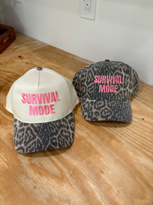 Survival Mode Embroidered Leopard Trucker Hat