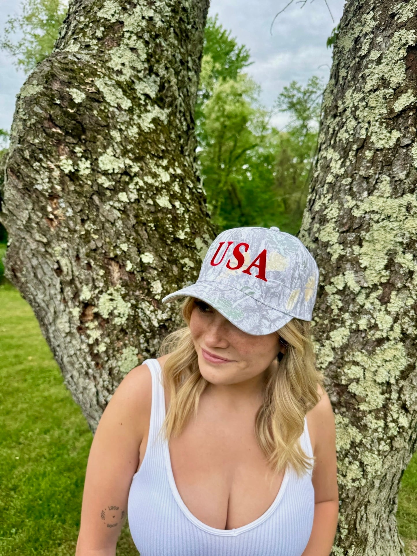 USA Embroidered Camo Print Hat