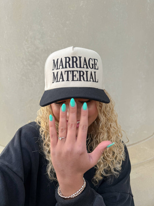 Marriage Material Embroidered Trucker Hat