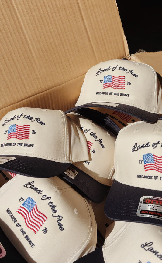 Land of the Free Embroidered Trucker Hat