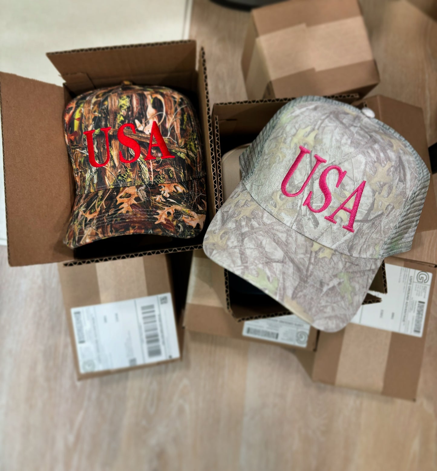 USA Embroidered Camo Print Hat