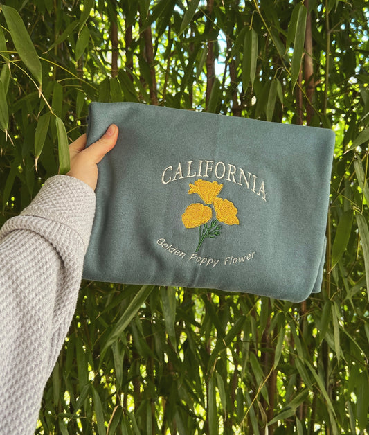 California State Flower Embroidered Crewneck
