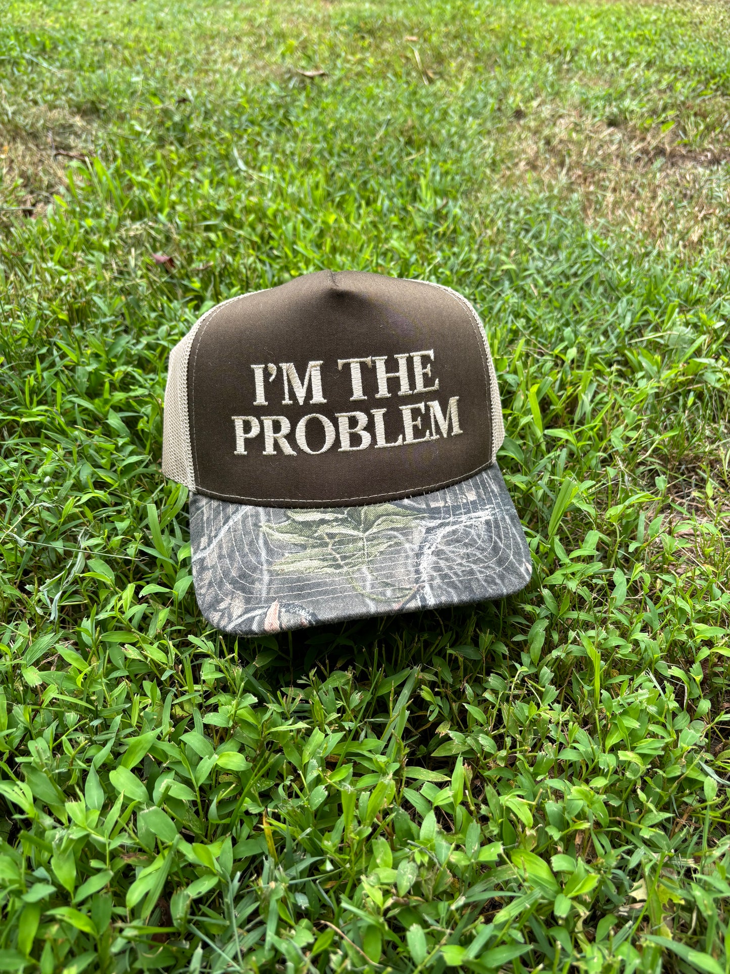 Im The Problem Embroidered Camo Trucker Hat
