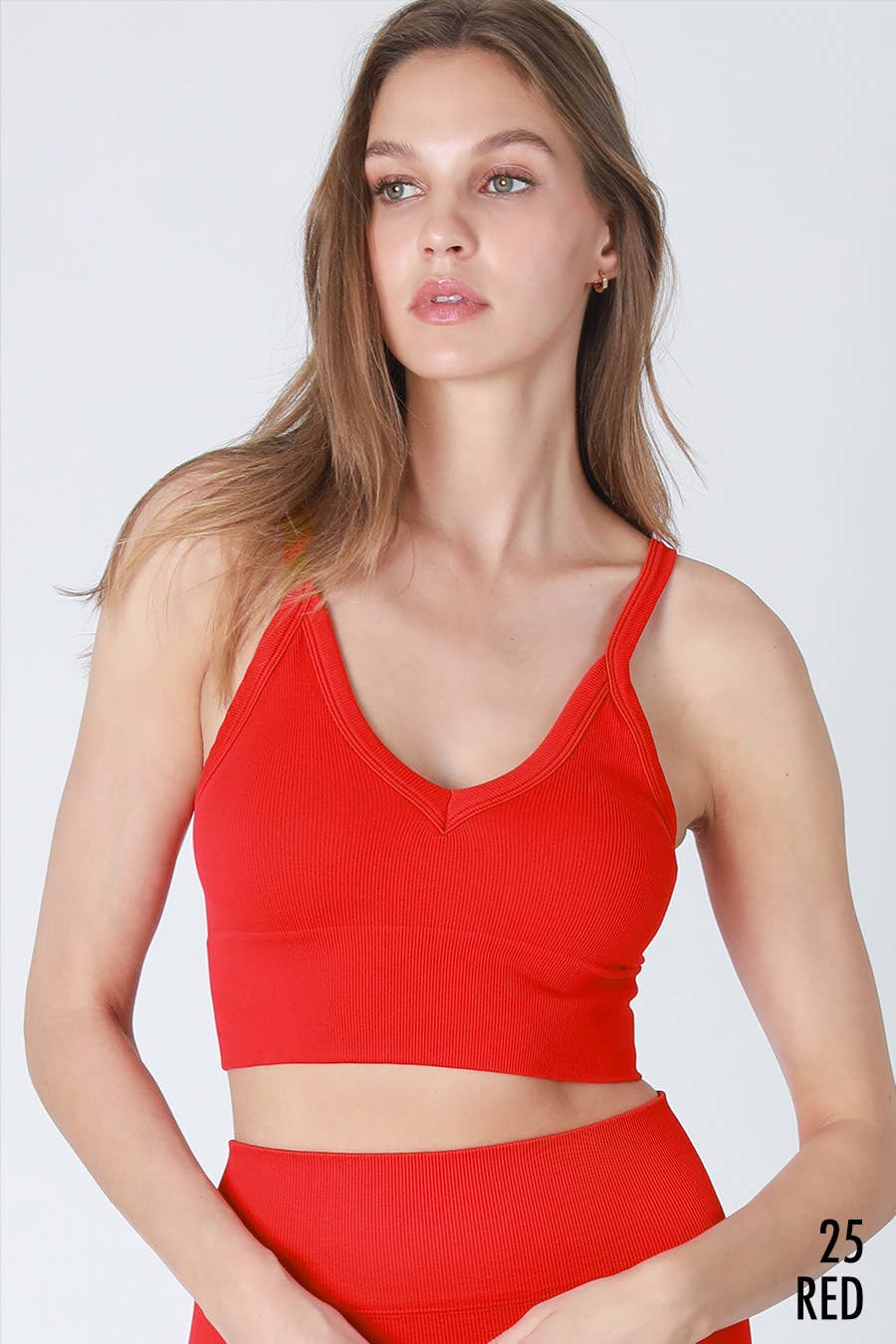 Ash Rose Ribbed V-Neck Bra Top