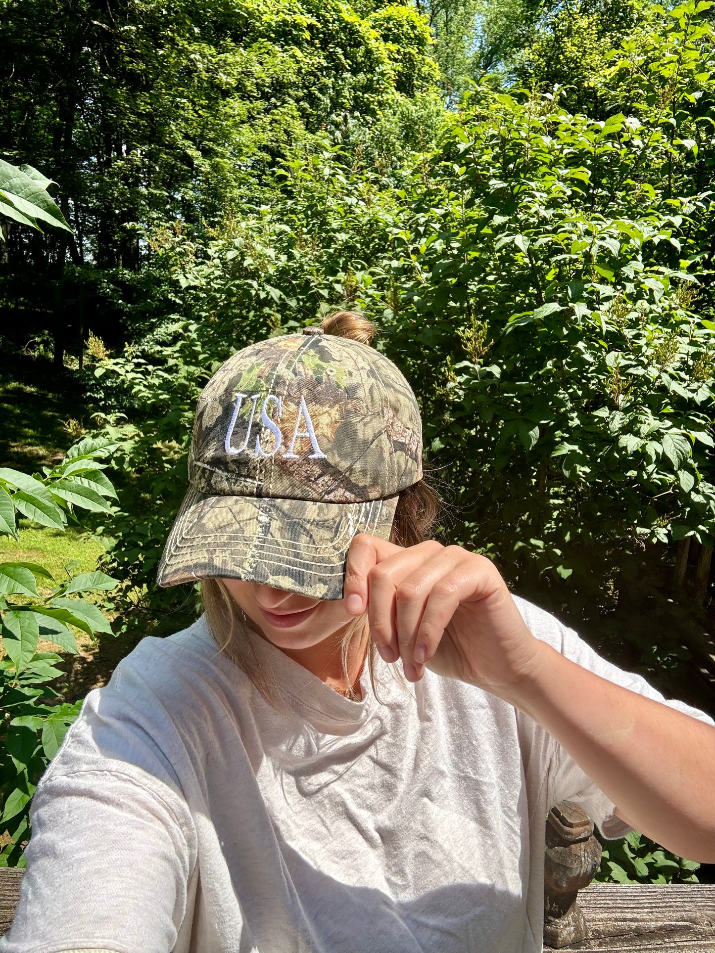 USA Embroidered Camo Print Hat