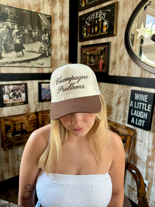 Champagne Problems Embroidered Trucker Hat