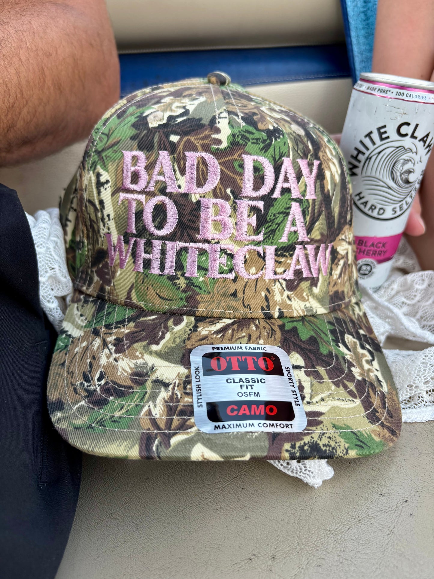Bad Day To Be A Whiteclaw Embroidered Trucker Hat