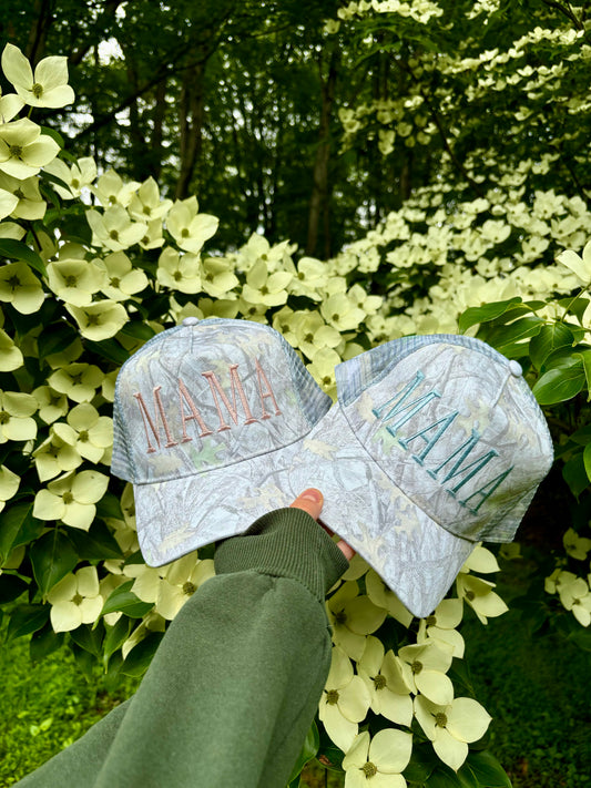 Mama Customizable Embroidered Camo Trucker Hat