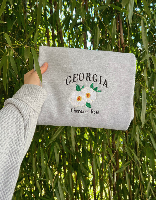 Georgia State Flower Embroidered Crewneck