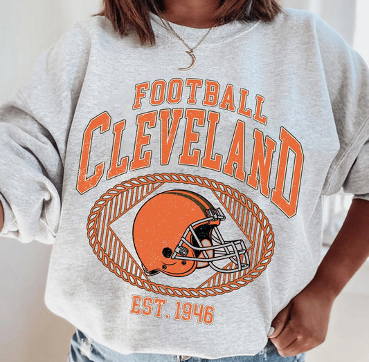 Retro Cleveland Football Crewneck Sweatshirt