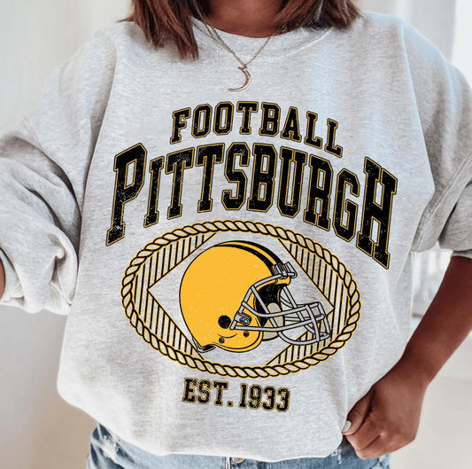 Retro Pittsburgh Football Crewneck Sweatshirt