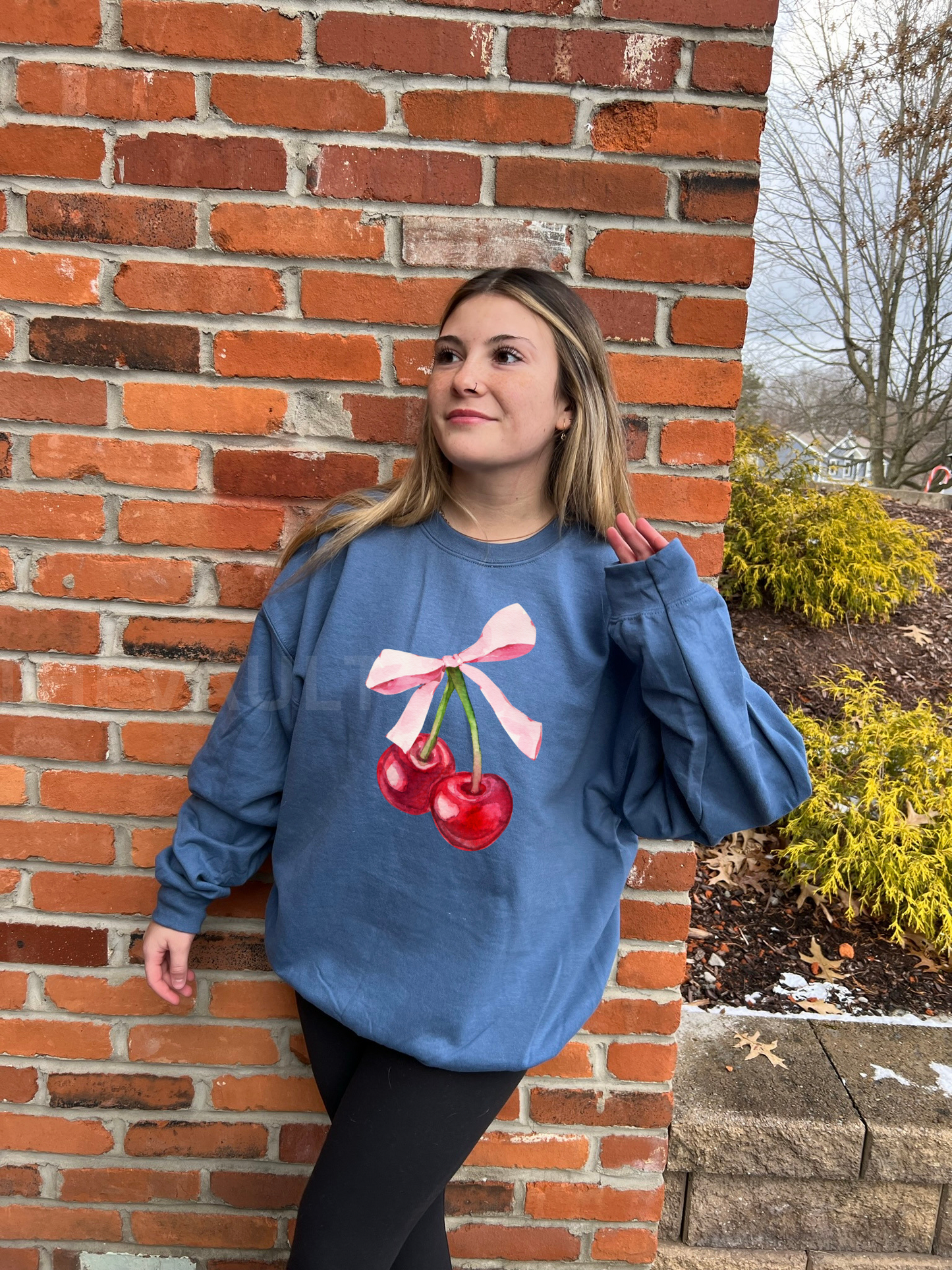 Cherry Colored Crewneck Sweatshirt