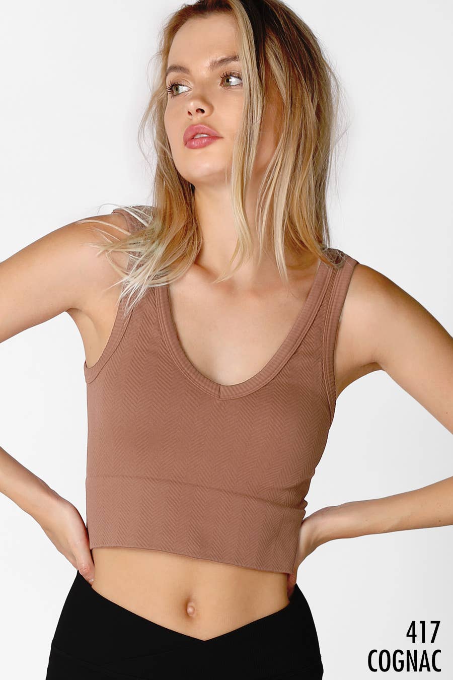 Lilac Gray Herringbone Crop Top