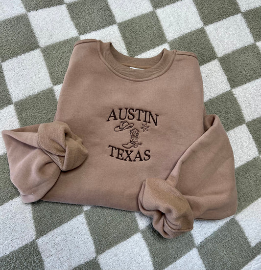 Embroidered Austin Texas Crewneck