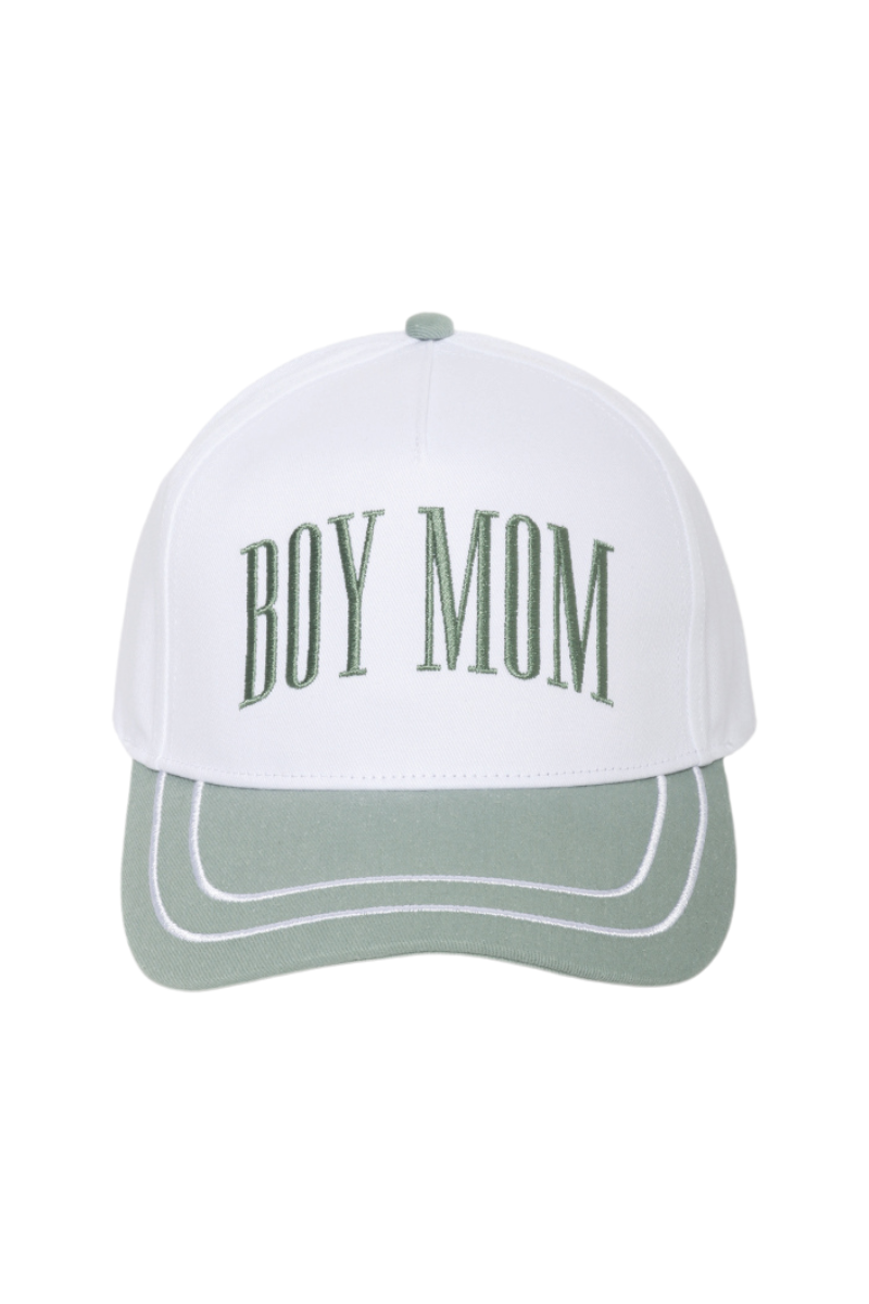 BOY MOM Embroidered Double Stitch Two Tone Trucker Hat
