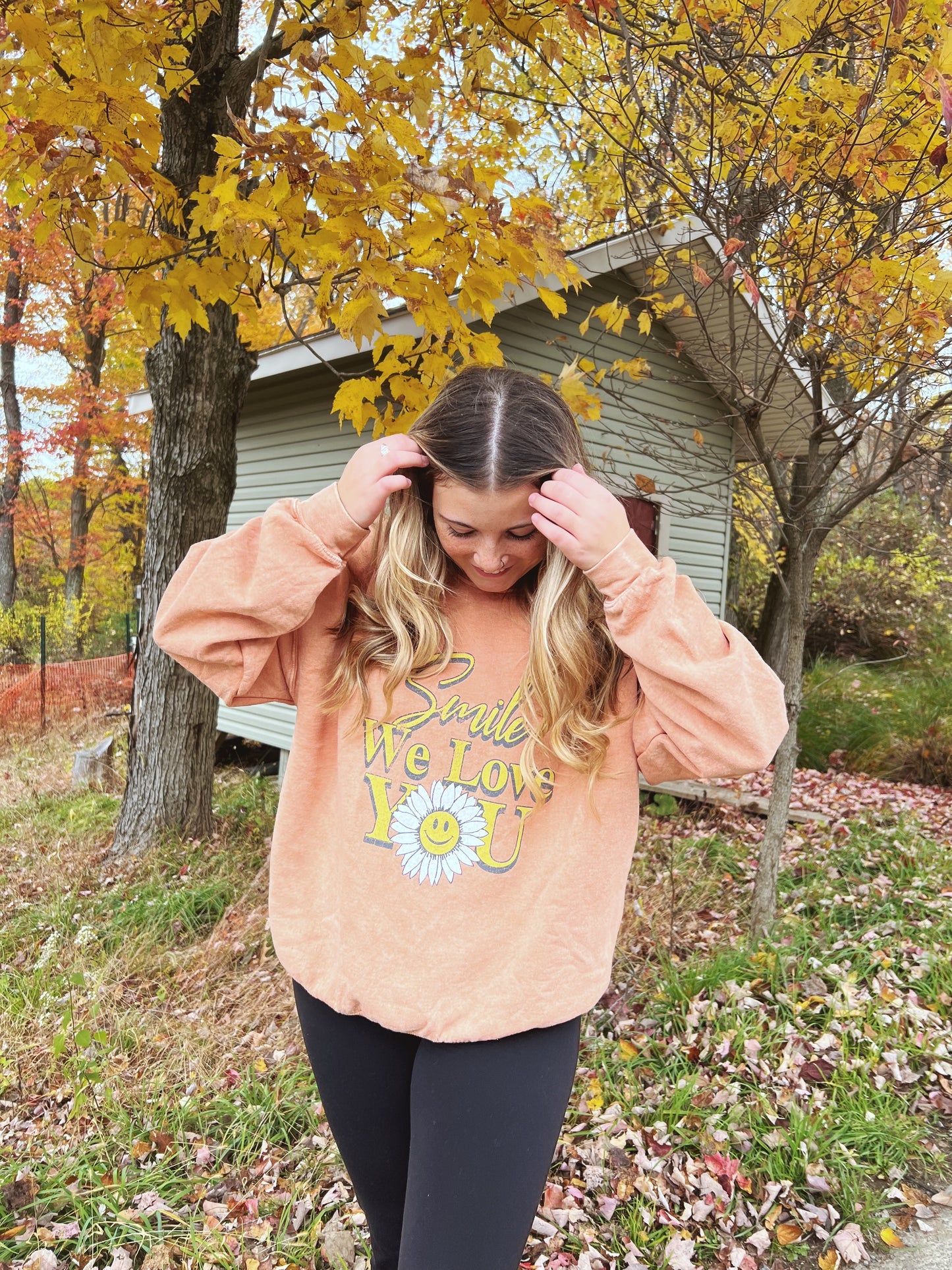 Smile We Love You Graphic Crewneck Sweatshirt