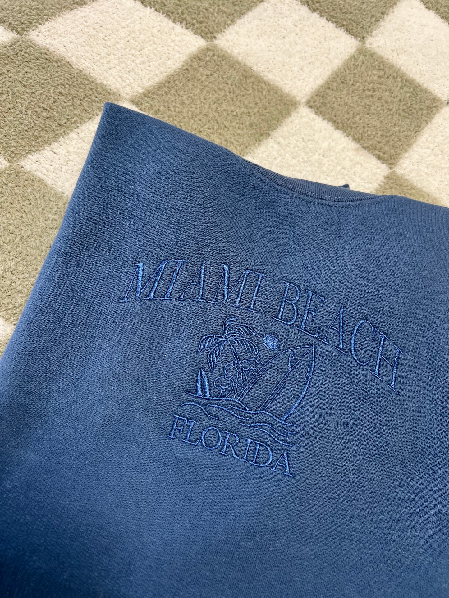 Miami Beach Embroidered Crewneck