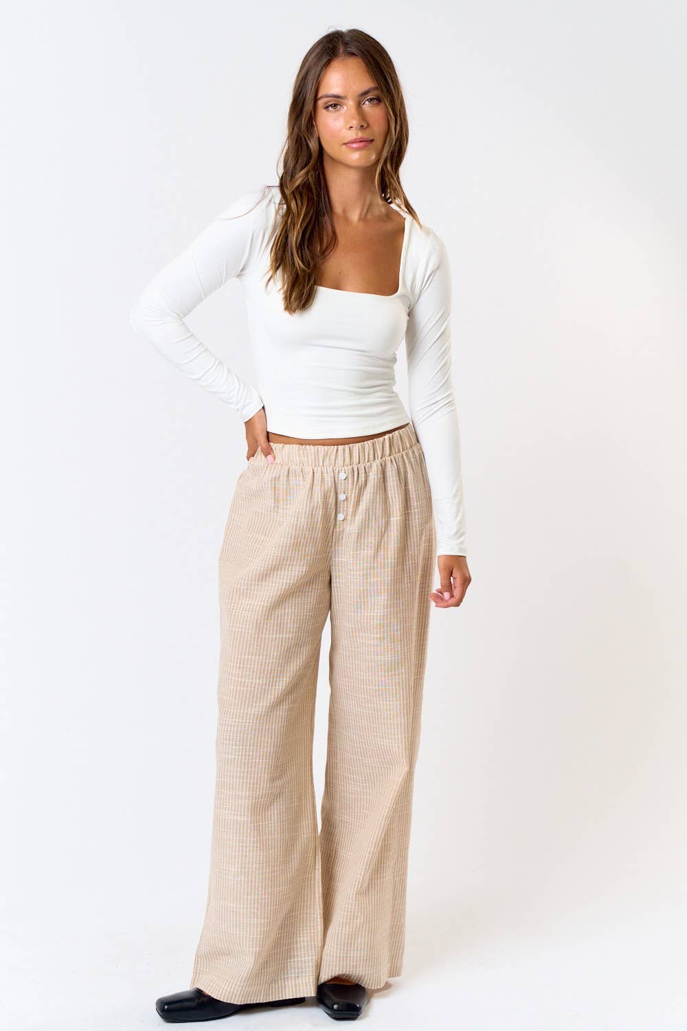 TAUPE  GINGHAM CHECK PAJAMA/ LOUNGE PANT