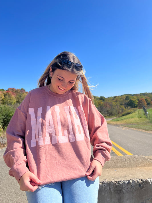 Pink Malibu Graphic Crewneck Sweatshirt