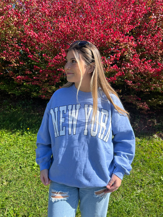 New York Blue Graphic Crewneck Sweatshirt