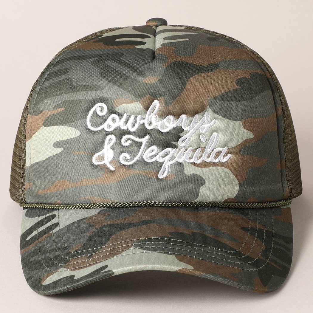 Cowboys & Tequila Embroidered Trucker Hat