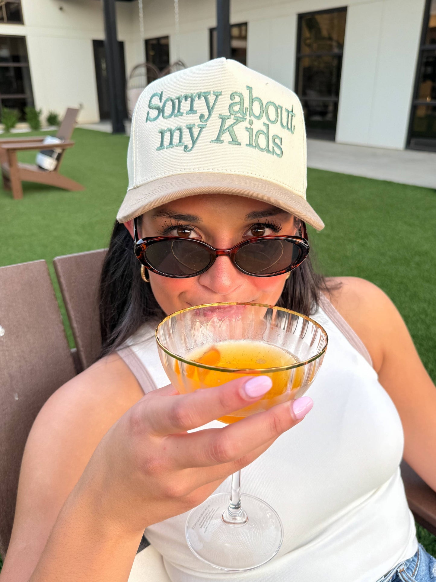 Sorry About My Kids Embroidered Trucker Hat: Black