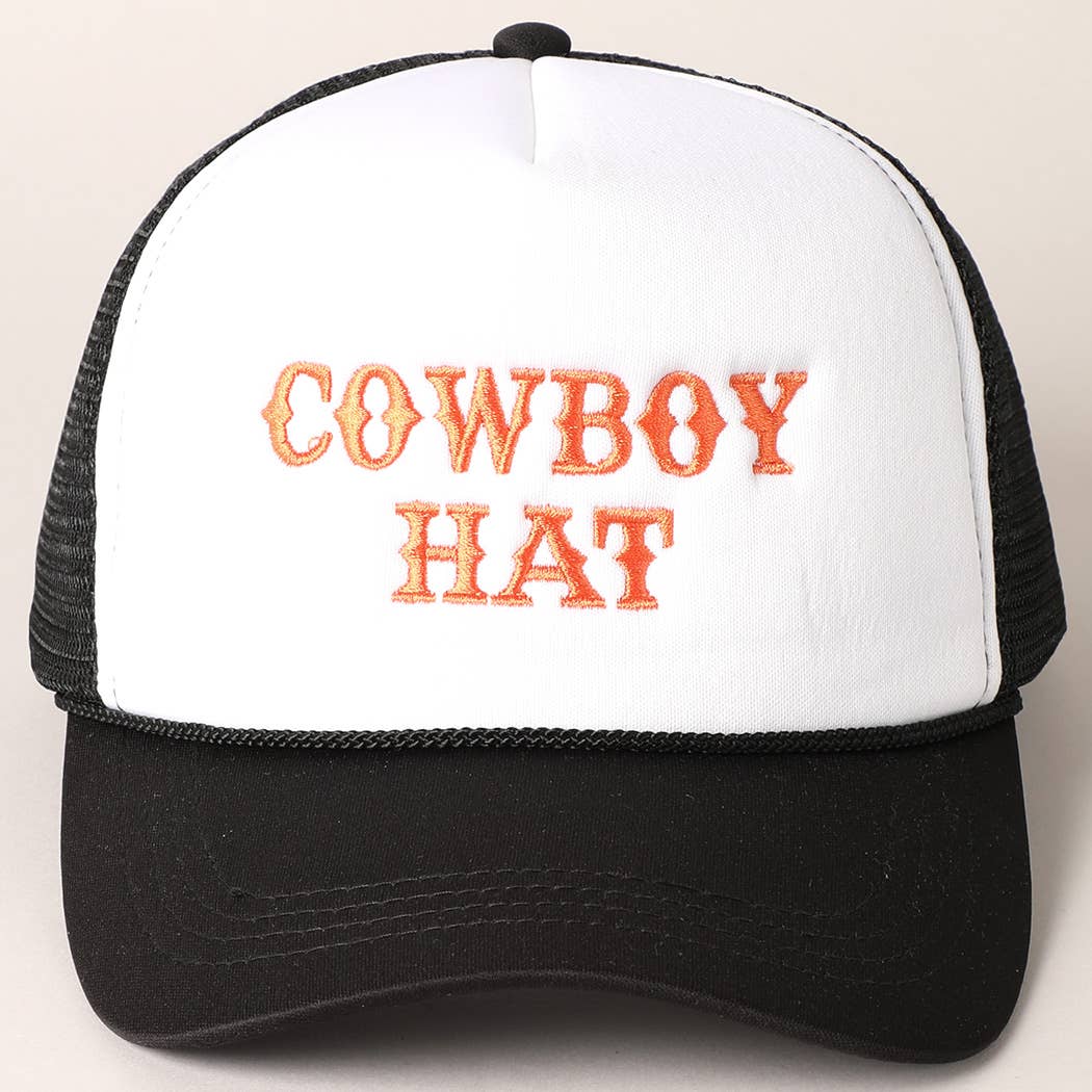 Cowboy Hat Embroidered  Trucker Hat