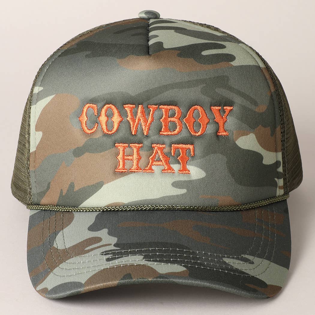 Cowboy Hat Embroidered  Trucker Hat