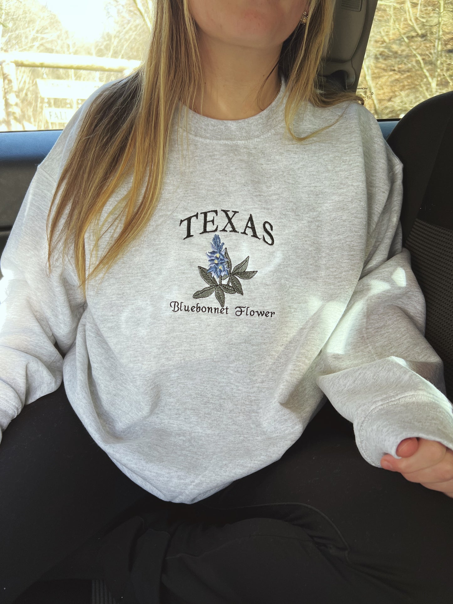 Texas State Flower Embroidered Crewneck