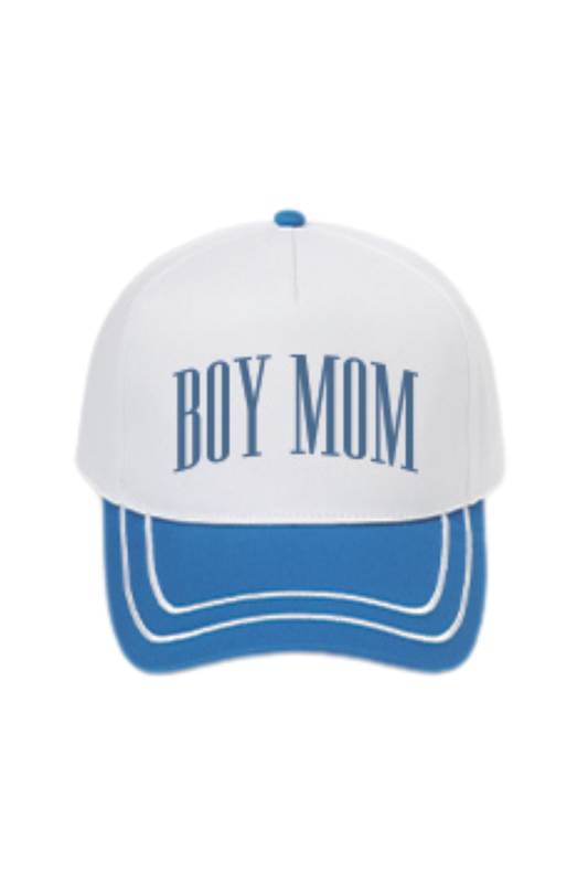 BOY MOM Embroidered Double Stitch Two Tone Trucker Hat