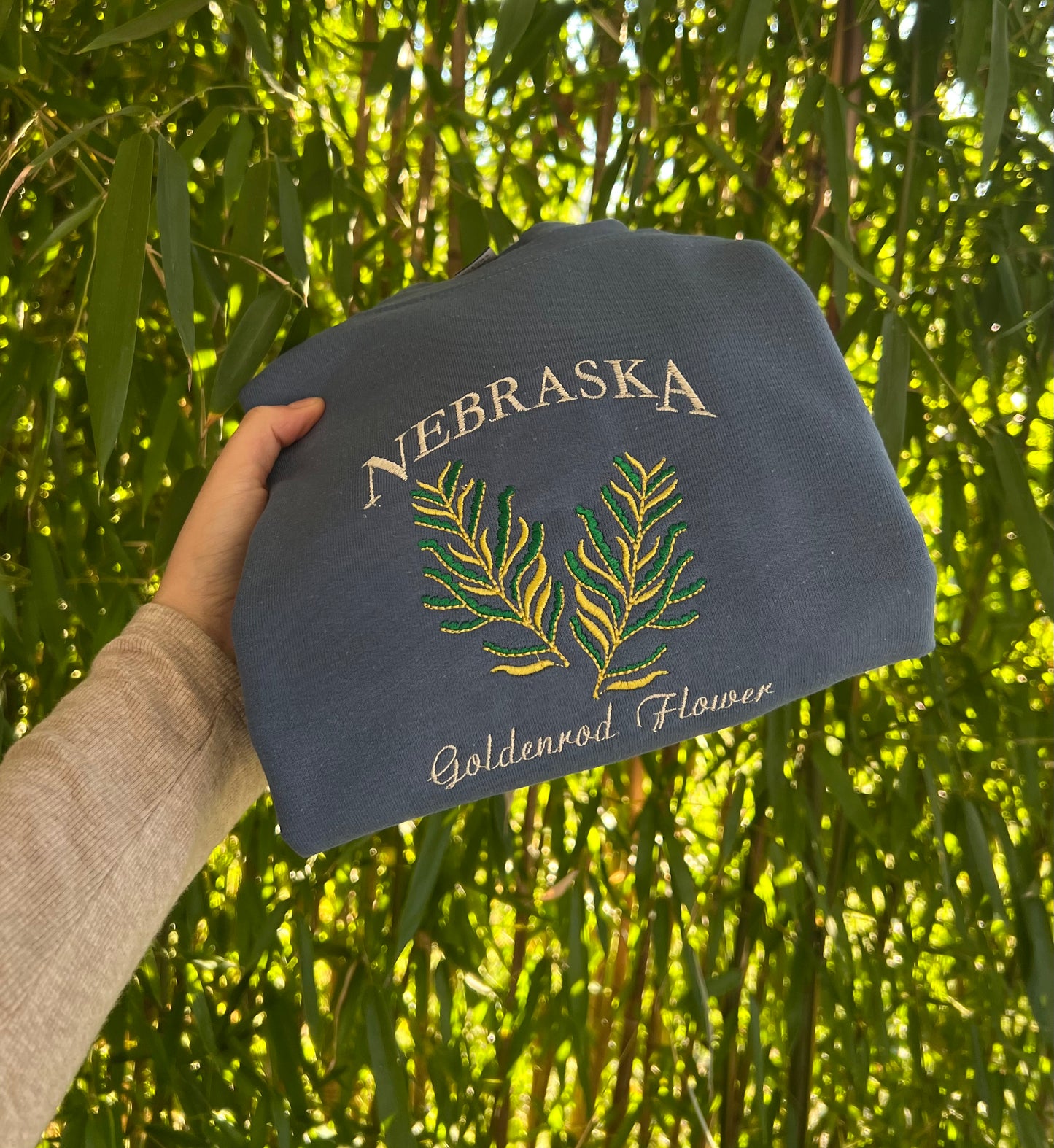 Nebraska State Flower Embroidered Crewneck