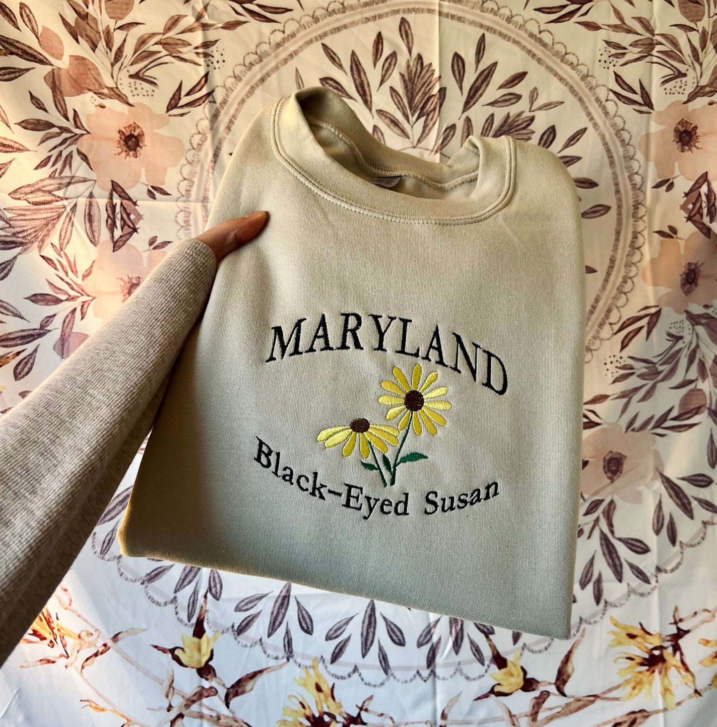 Maryland State Flower Embroidered Crewneck