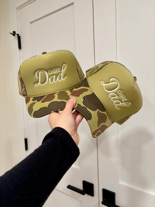 Girl Dad Embroidered Camo Trucker Hat