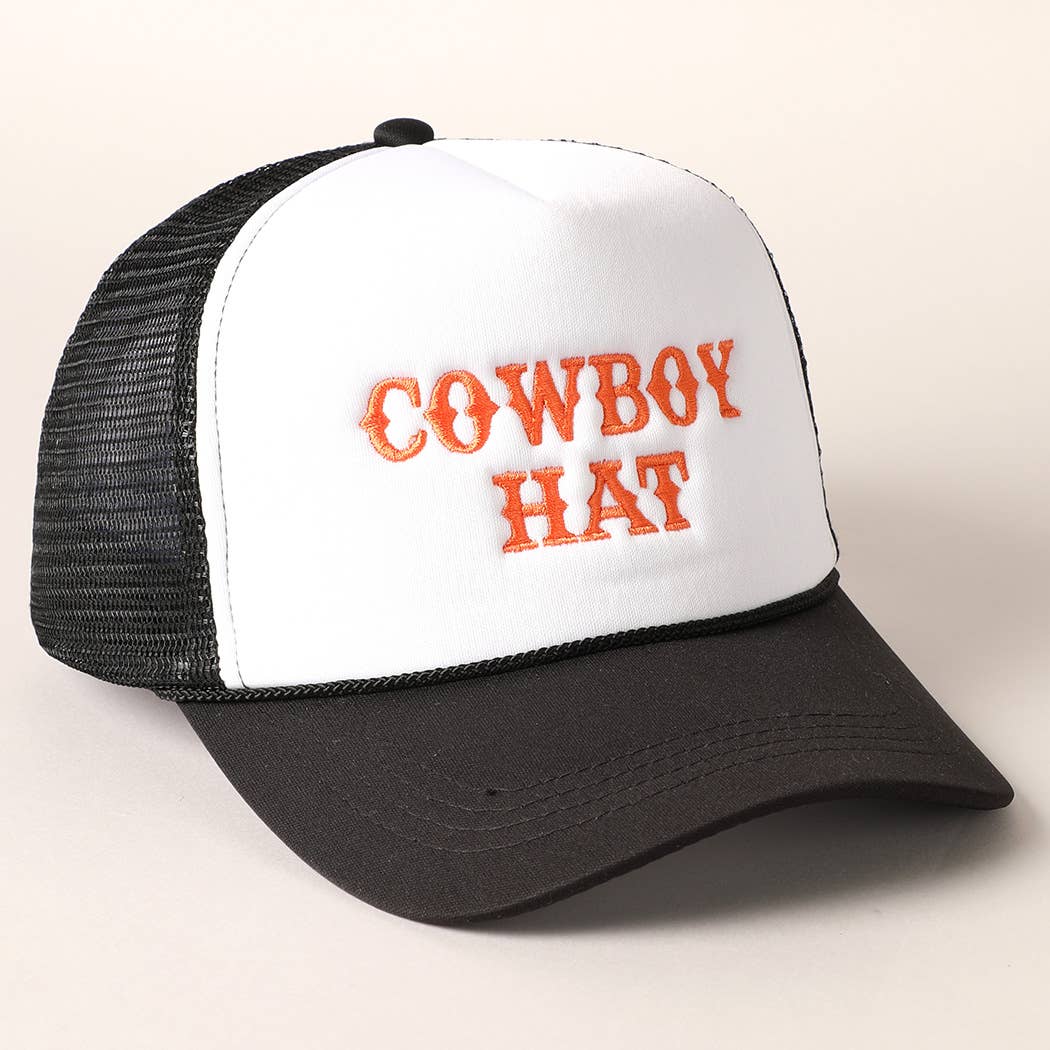 Cowboy Hat Embroidered  Trucker Hat