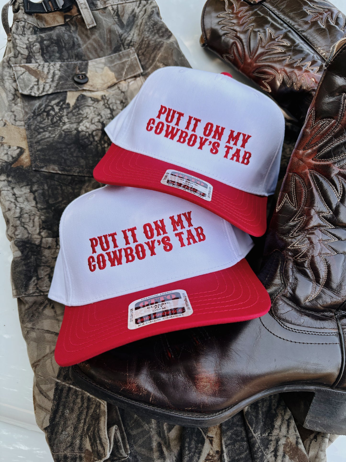 Put It On My Cowboys Tab Trucker Hat