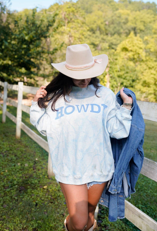 Howdy - Blue Camo Vintage Mock-Neck Sweatshirt
