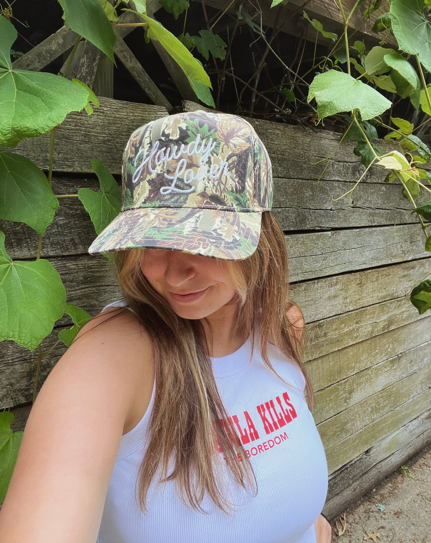 Howdy Lover Embroidered Camo Trucker Hat