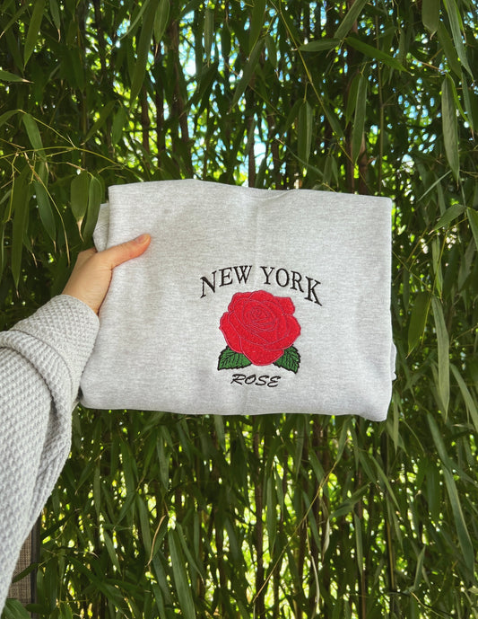 New York State Flower Embroidered Crewneck