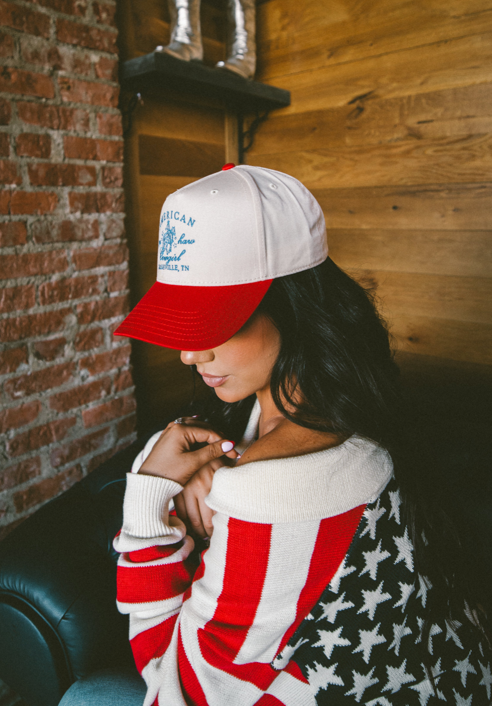 American Cowgirl - Red Vintage Trucker Hat