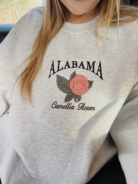 Alabama State Flower Embroidered Crewneck