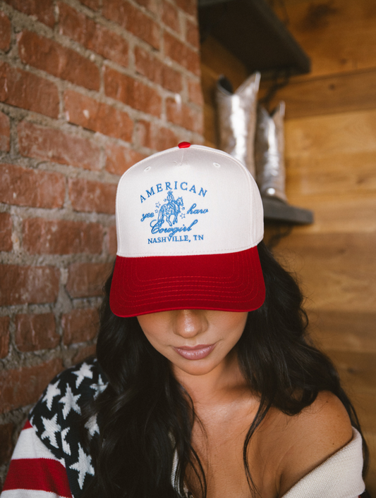 American Cowgirl - Red Vintage Trucker Hat