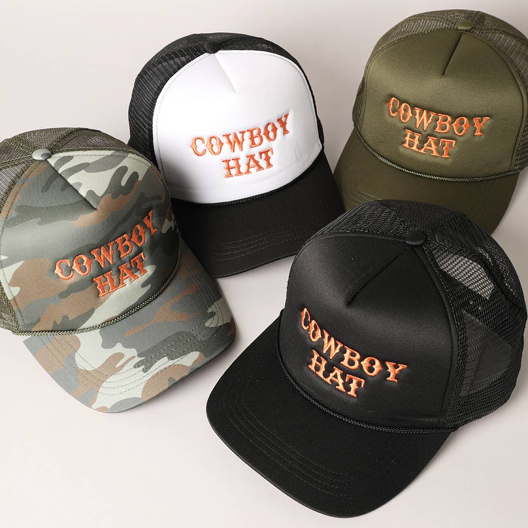 Cowboy Hat Embroidered  Trucker Hat