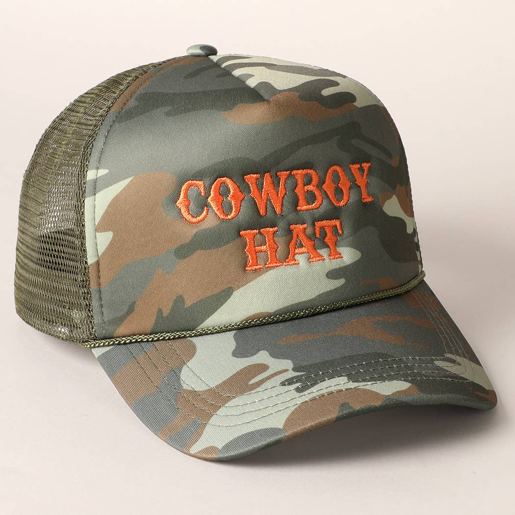 Cowboy Hat Embroidered  Trucker Hat