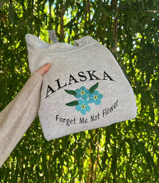 Alaska State Flower Embroidered Crewneck