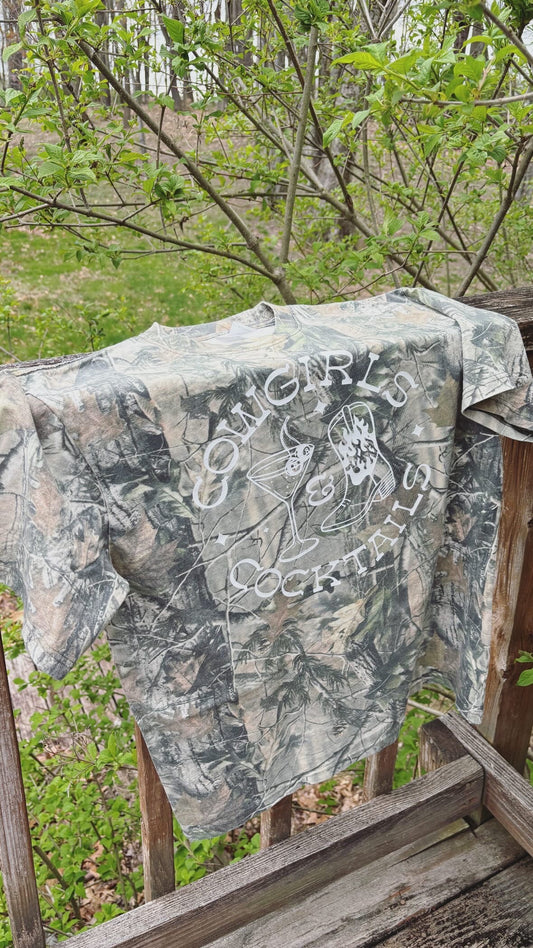Cowgirls & Cocktails Oversized Camo T-Shirt